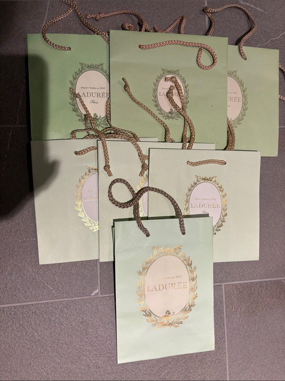 Ladurée Mint Green Gift Bags - Set of Elegant Paper Bags